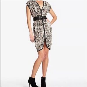 BCBG MaxAzria Eris Snake Print Silk Belted Dress, Small